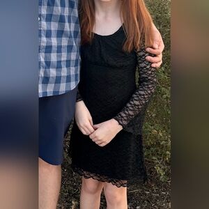 Art Class Black Lace Long-Sleeve Dress with Sheer Sleeves